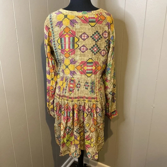 Anthropologie Hemant & Nandita 10 Silk Ethnic Seuqin Embellished Dress Boho - Picture 5 of 7